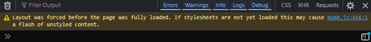 An error in a Firefox console show a forced layout and flash of unstyled content.